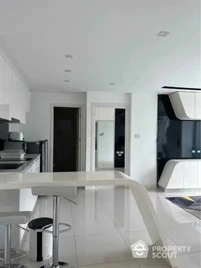 Modern kitchen with sleek white cabinetry and minimalist design