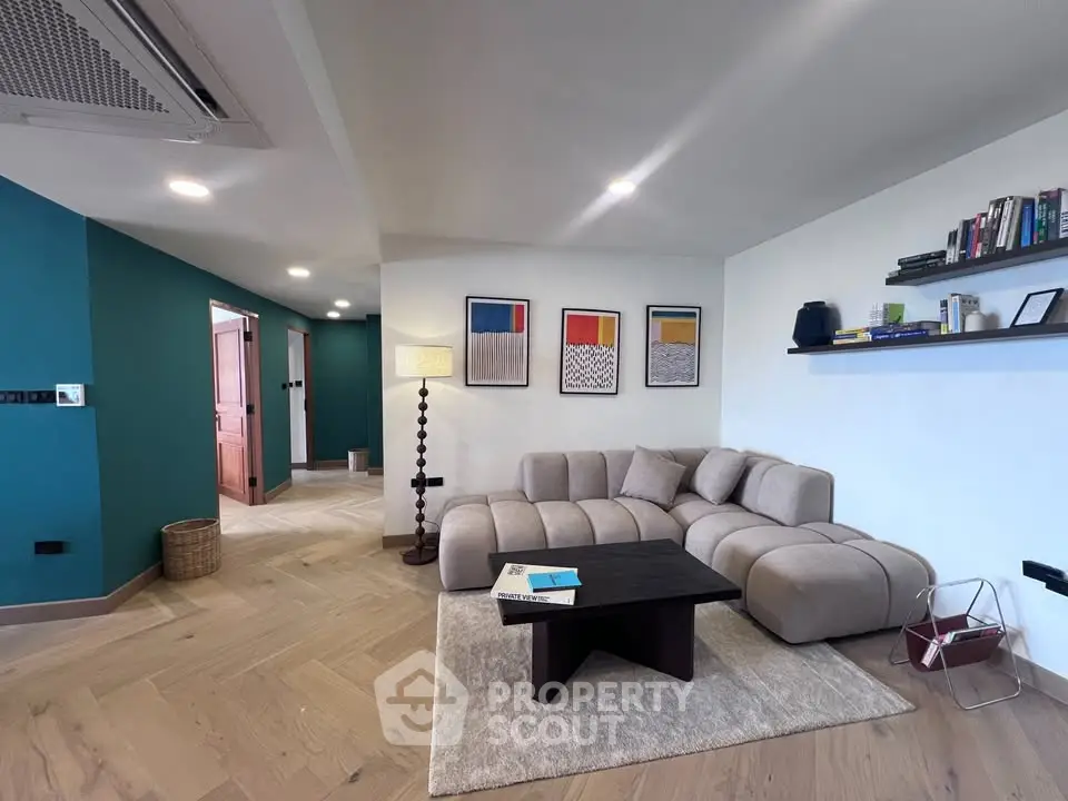 Stylish modern living room with cozy sectional sofa and elegant decor