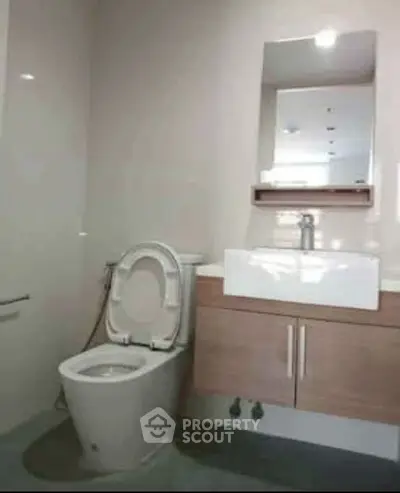 Modern bathroom with sleek fixtures and minimalist design