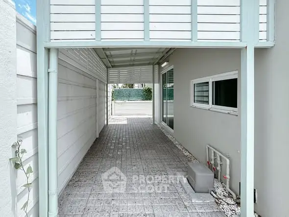 Modern covered parking area with sleek design and ample space