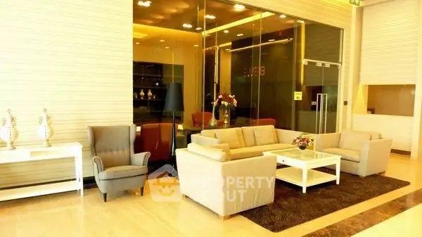 Luxurious modern lobby with elegant seating and stylish decor