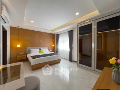 Luxurious modern bedroom with elegant design and spacious layout