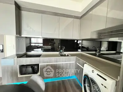 Modern kitchen with sleek cabinetry and built-in appliances