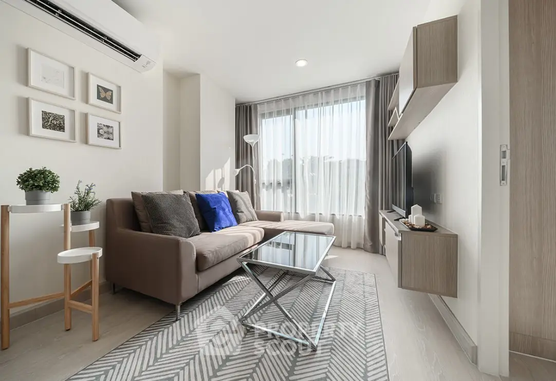 Modern living room with stylish decor and natural light