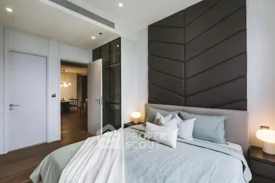 Luxurious modern bedroom with elegant decor and cozy ambiance