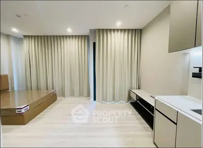Modern minimalist living space with sleek design and neutral tones