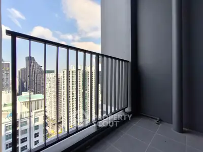 Stunning high-rise balcony with breathtaking cityscape views, perfect for urban living enthusiasts.