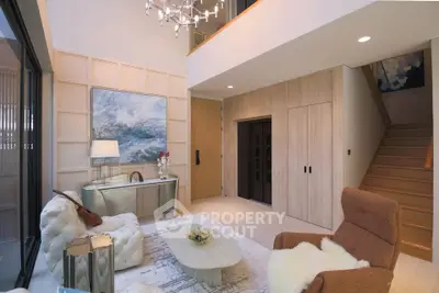 Luxurious modern living room with elegant decor and stylish furniture