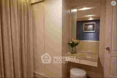 Elegant bathroom with modern vanity and soft lighting