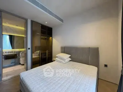 Modern bedroom with ensuite bathroom and stylish decor