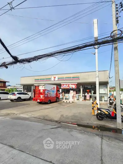 Commercial property with ample parking space and convenient location.
