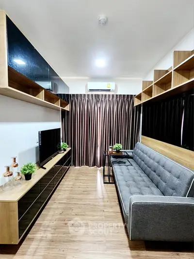 Modern living room with sleek furniture and stylish decor