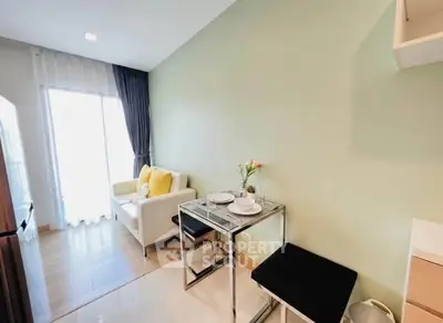 Cozy living room with modern decor and dining area in a bright apartment