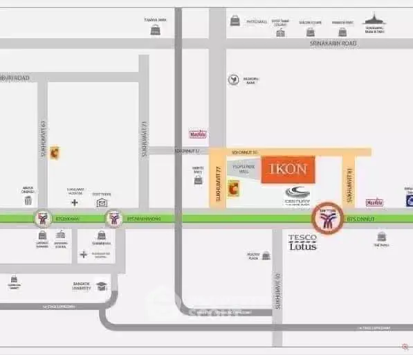 Map showing location of IKON and nearby landmarks for real estate navigation.