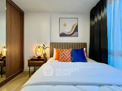 Modern bedroom with stylish decor and cozy ambiance