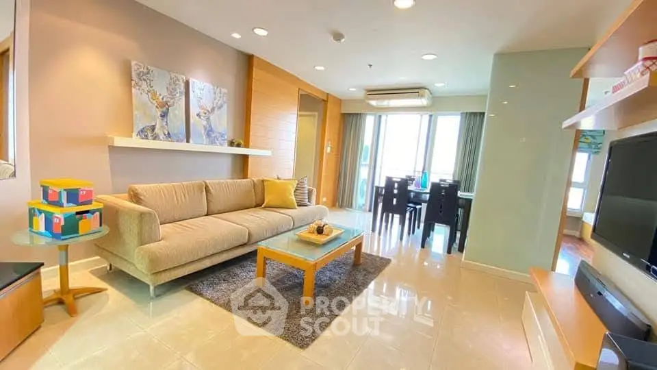 Spacious modern living room with elegant decor and natural light