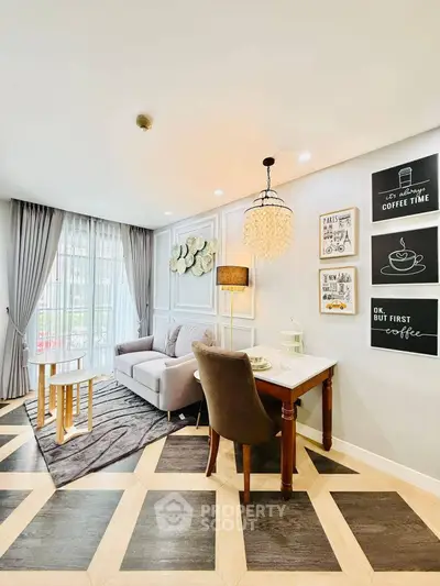 Stylish living room with elegant decor and cozy seating area