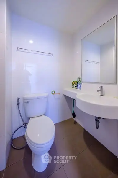 Modern bathroom with sleek fixtures and minimalist design