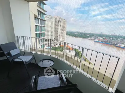 Stunning balcony with river view in high-rise apartment