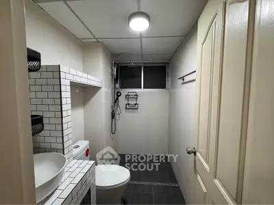 Modern bathroom with sleek fixtures and minimalist design