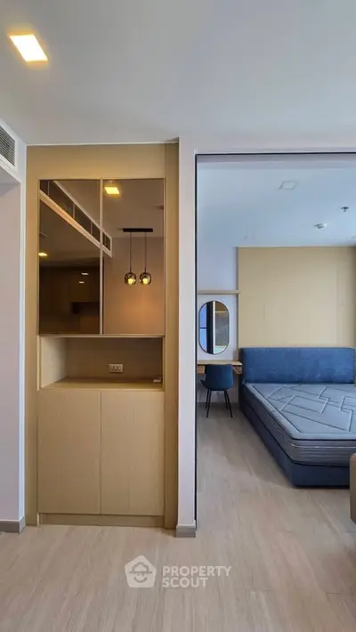 Modern apartment interior with cozy bedroom and stylish decor