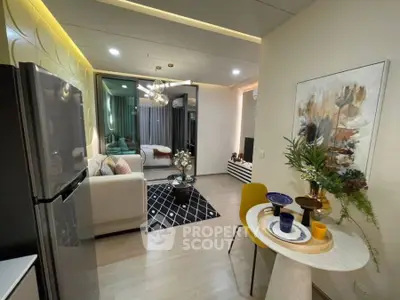 Modern open-plan living room with stylish decor and cozy ambiance