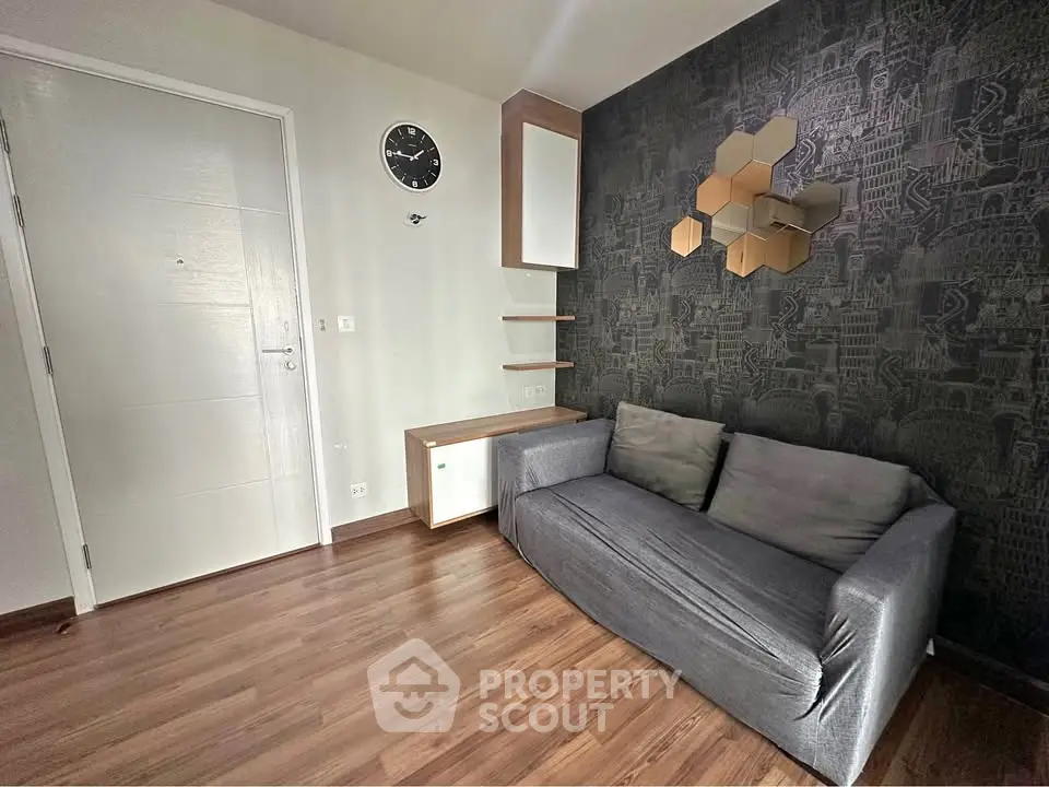 Modern living room with stylish decor and comfortable sofa