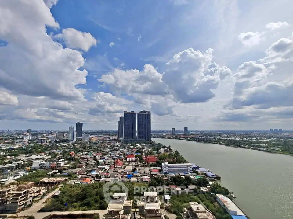 Stunning cityscape view with river and skyline, perfect for urban living enthusiasts.