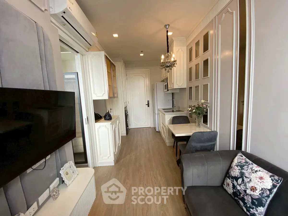 Chic and cozy living room with elegant decor and modern amenities