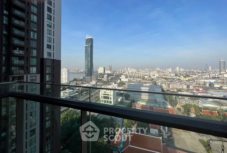 Stunning cityscape view from a high-rise balcony, perfect for urban living enthusiasts.