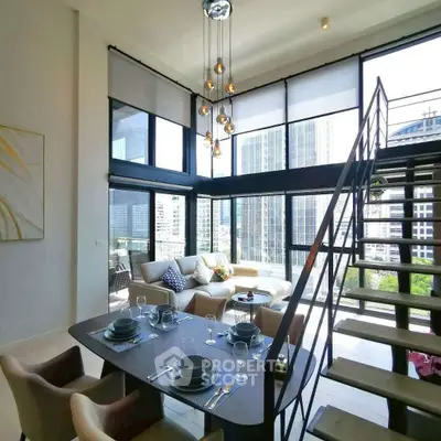 Luxurious modern duplex with stunning city views and elegant interior design.