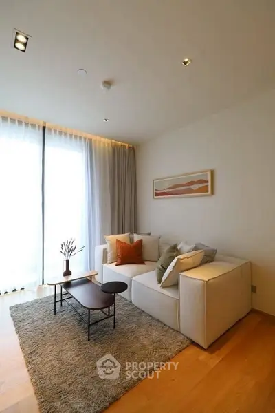 Modern living room with cozy sectional sofa and stylish decor