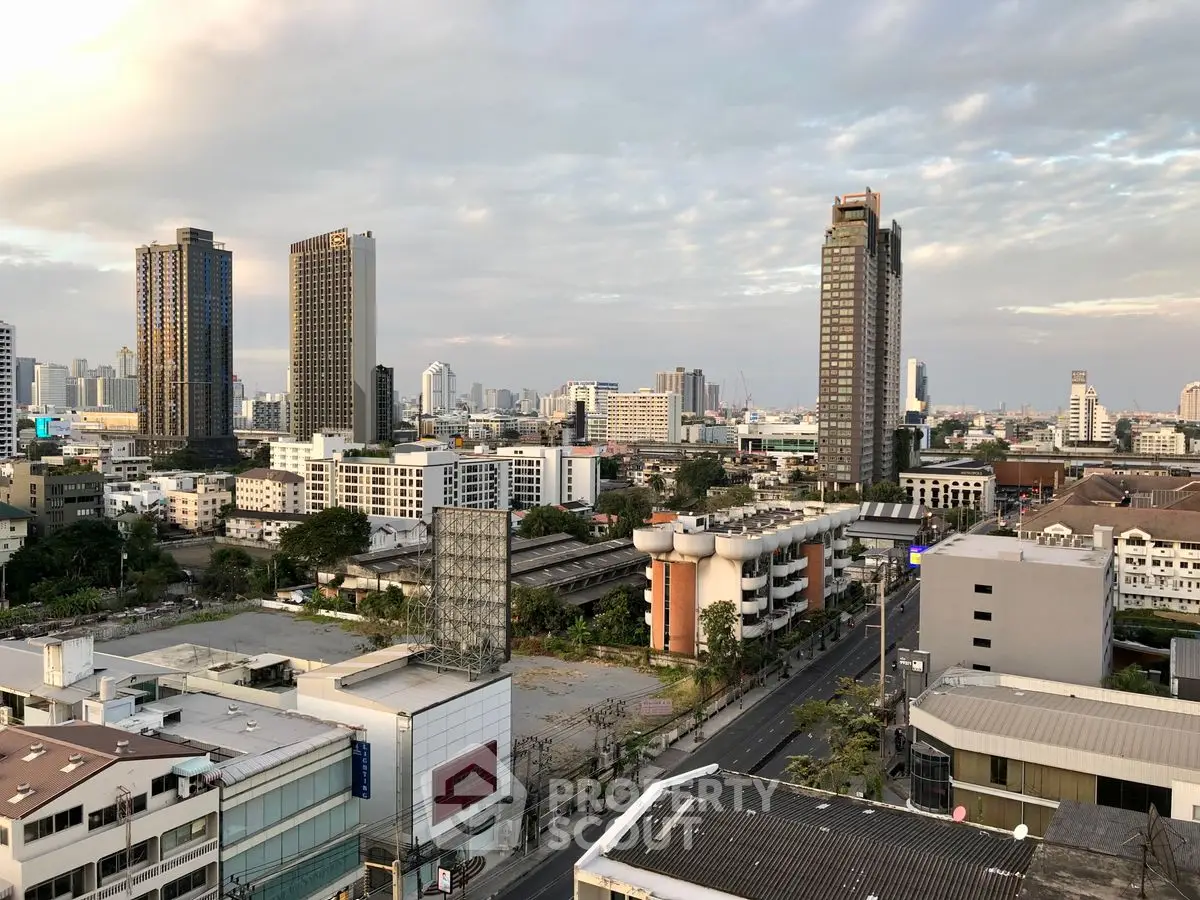 Stunning cityscape view with high-rise buildings and urban skyline, perfect for real estate investment.