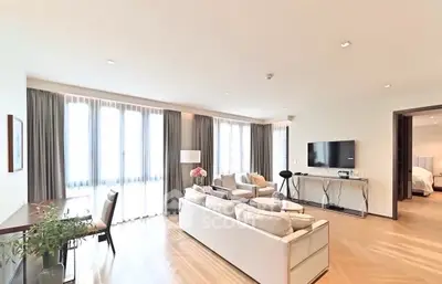 Spacious modern living room with elegant decor and natural light
