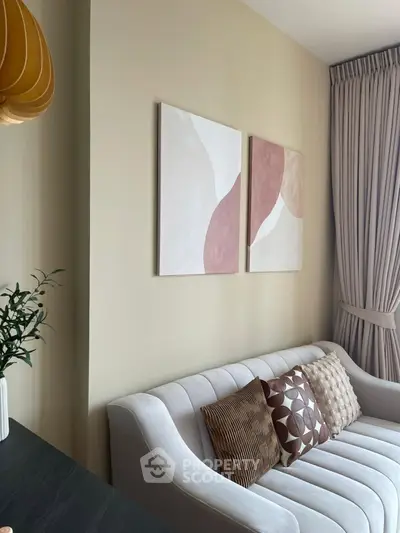 Stylish living room with modern decor and elegant sofa