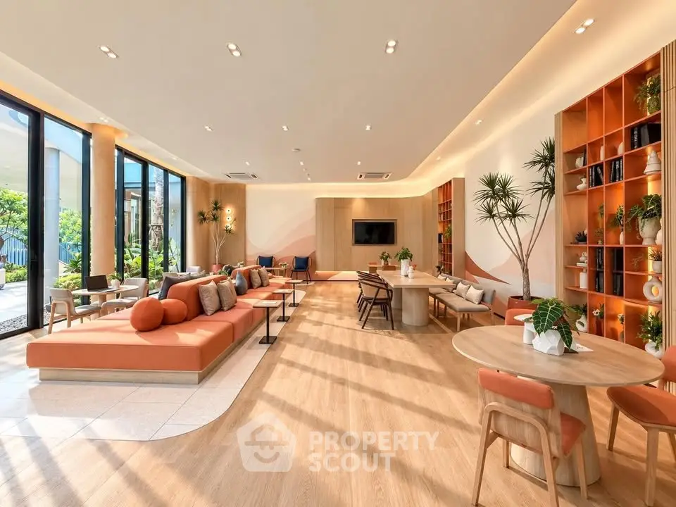 Spacious modern living room with stylish decor and ample natural light