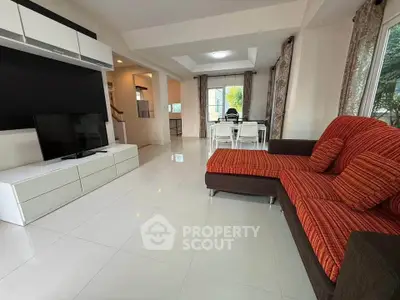 Spacious modern living room with stylish furniture and natural light
