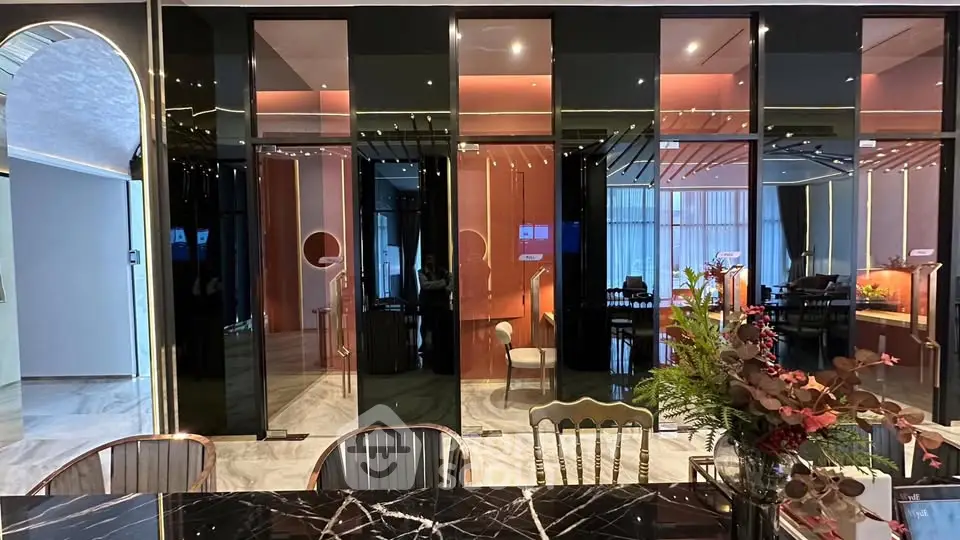Luxurious modern interior with elegant dining area and stylish decor