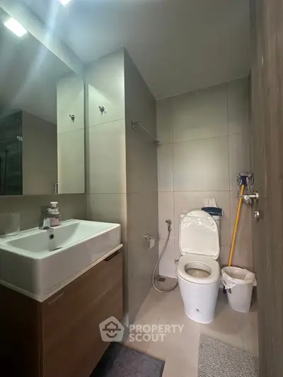 Modern bathroom with sleek fixtures and contemporary design
