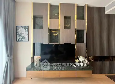 Modern living room with stylish TV unit and elegant decor