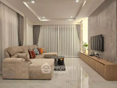 Modern living room with elegant decor and plush seating