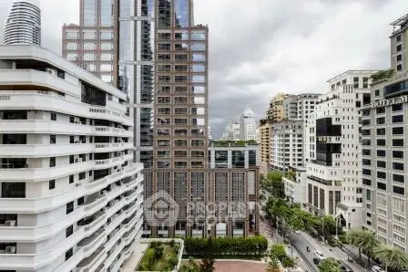 Stunning cityscape view showcasing modern high-rise buildings and urban architecture.
