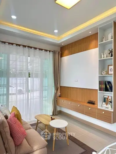 Modern living room with stylish decor and natural light