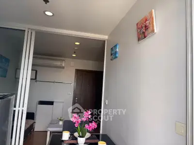 Modern apartment interior with stylish decor and air conditioning