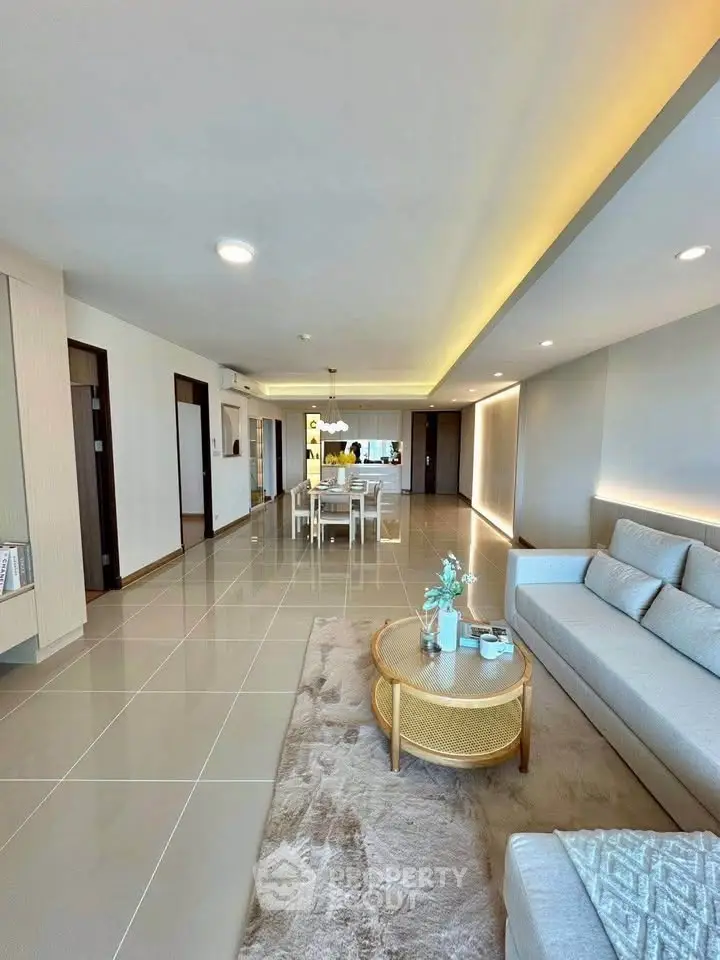 Spacious modern living room with open layout and elegant decor