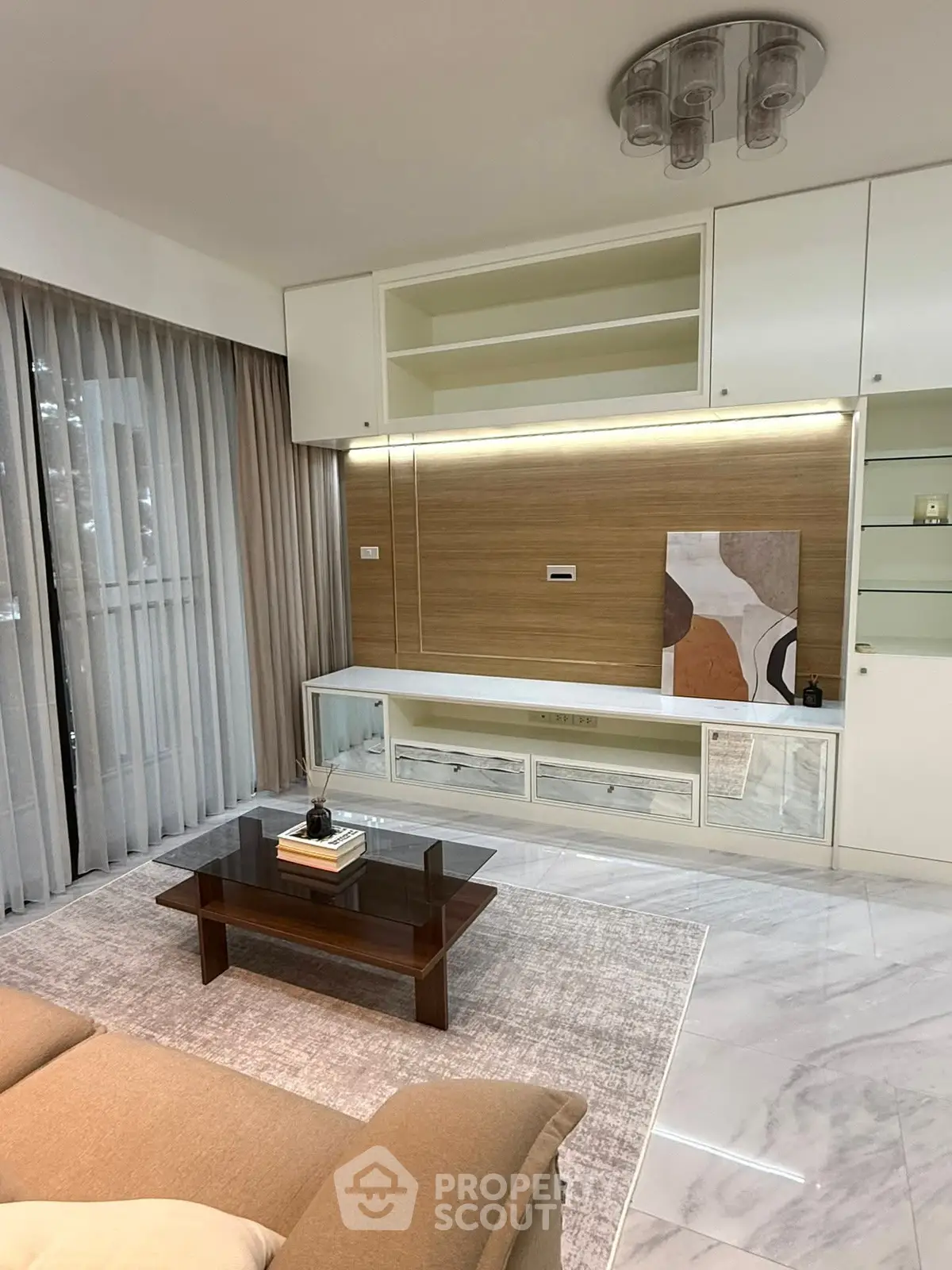 Modern living room with sleek furniture and elegant decor