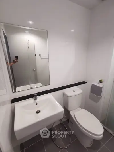 Modern bathroom with sleek fixtures and minimalist design