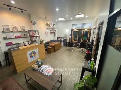 Modern salon interior with stylish decor and comfortable seating area