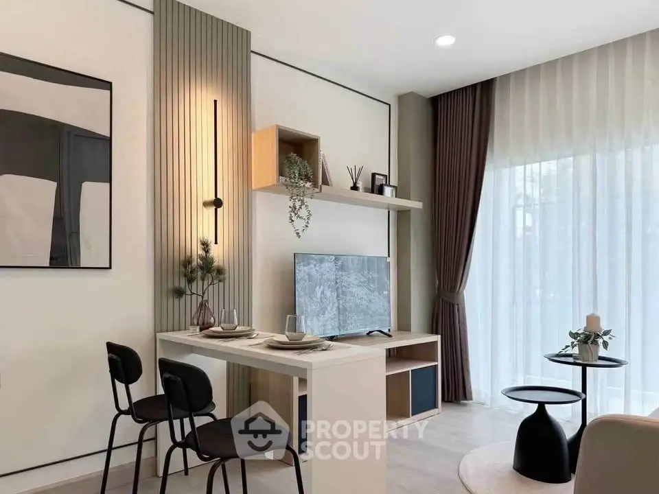 Modern living room with stylish decor and natural light