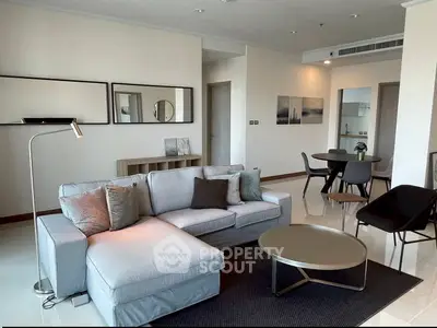 Modern living room with stylish furniture and open layout in a contemporary apartment.